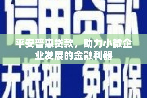 黄圃平安普惠贷款，助力小微企业发展的金融利器
